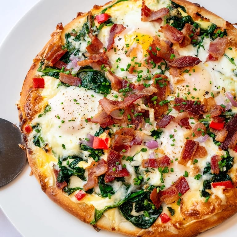 Homemade Breakfast Pizza with vibrant vegetables, a flavorful and easy brunch recipe.