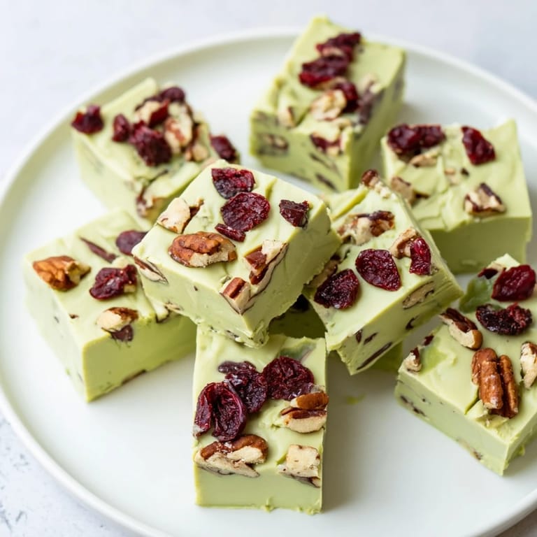 Melt-in-your-mouth Matcha White Chocolate Thanksgiving Fudge, perfect for holiday gatherings and sweet cravings.