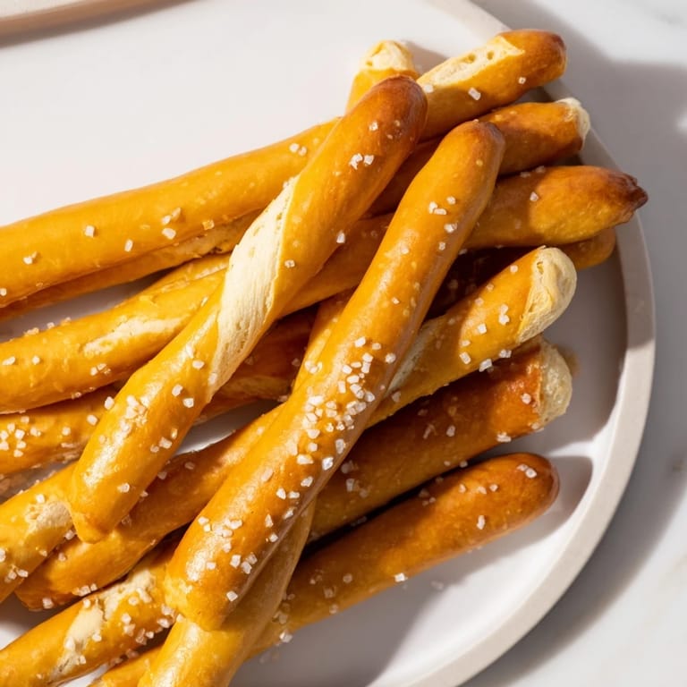 Deliciously cheesy and sweet Cream Soda Cheesy Pretzel Biscuit Sticks garnished with sea salt.
