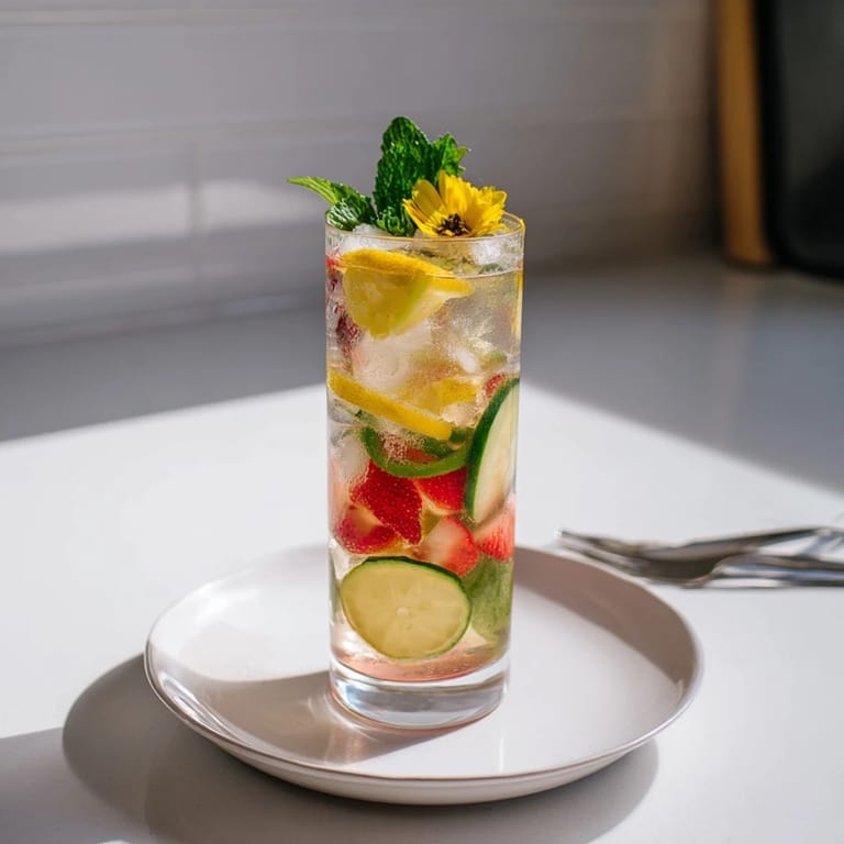 Colorful mocktails in tall glasses, bursting with fruit and refreshing herbal notes.
