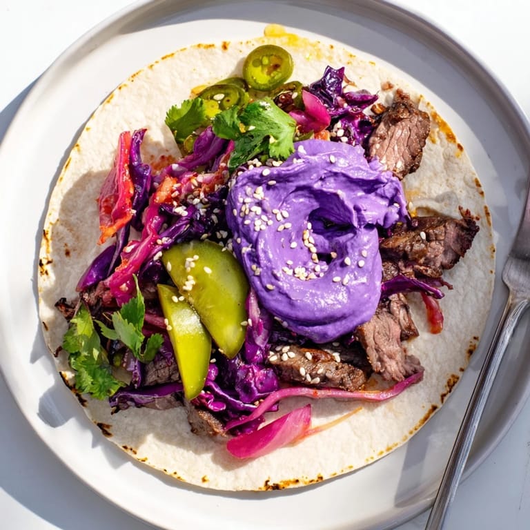A delicious bowl of Global Street-Food Fusion Tacos featuring marinated protein and fresh veggies.