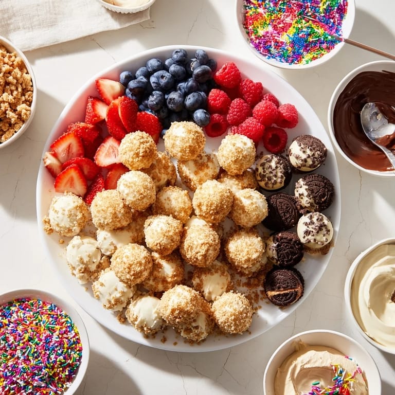 Delicious Deconstructed Dessert Board featuring customizable cheesecake bites and a variety of toppings.  