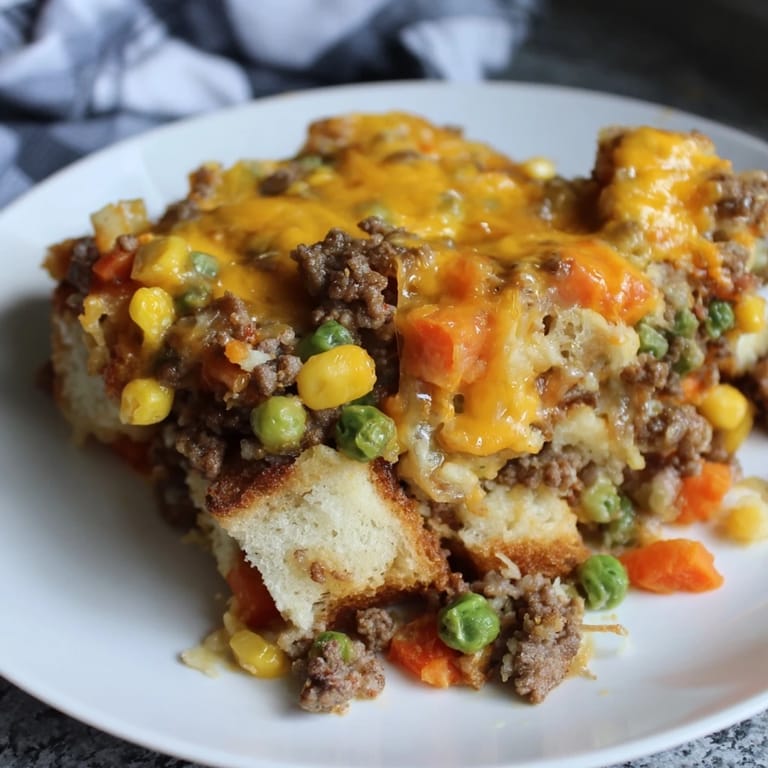 A hearty 5-Ingredient Sloppy Joe Casserole, complete with gooey cheese and a flavorful beef sauce.