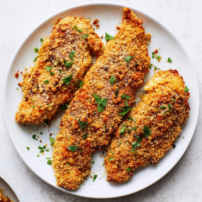 Crispy and flavorful air fryer festive chicken tenders, ready with parsley garnish, perfect for a party.