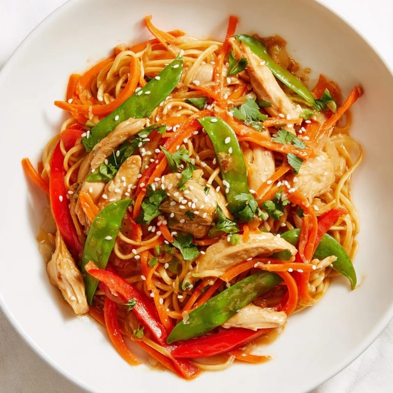 Tender chicken and noodles are tossed in the delicious Lemon-Garlic Chicken Stir Fry.