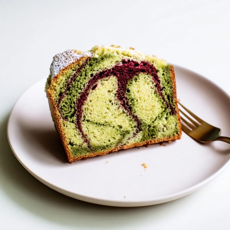Vibrant red and green marbled effect in this delicious Red & Green Swirl Matcha Marble Pound Cake.