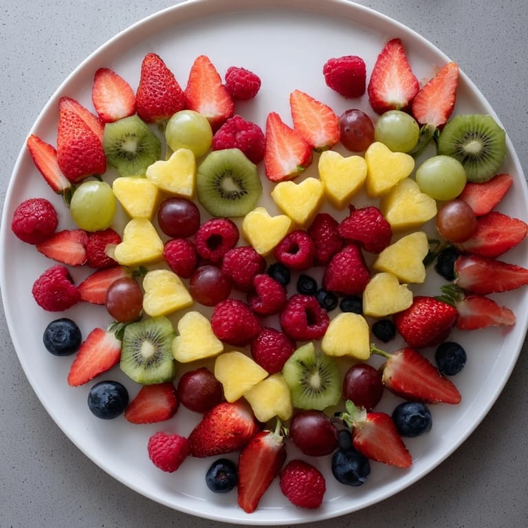 Beautiful Sweetheart Fruit Board features a romantic arrangement of juicy watermelon hearts and grapes ready to eat.