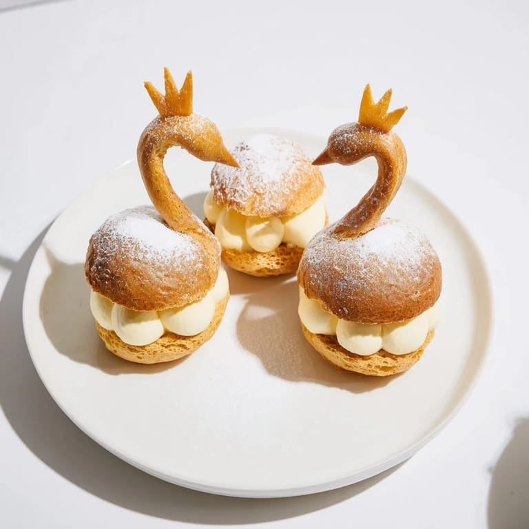 Delicate swan-shaped pastries from the Feathered Friend Swan Pastry Platter, perfect for a special French-inspired dessert.