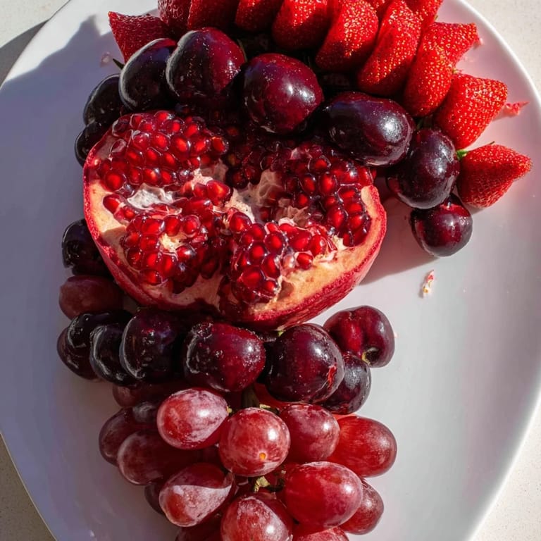 This elegant Pomegranate Pivot features a visually appealing fruit arrangement, ready to serve as a delicious snack.