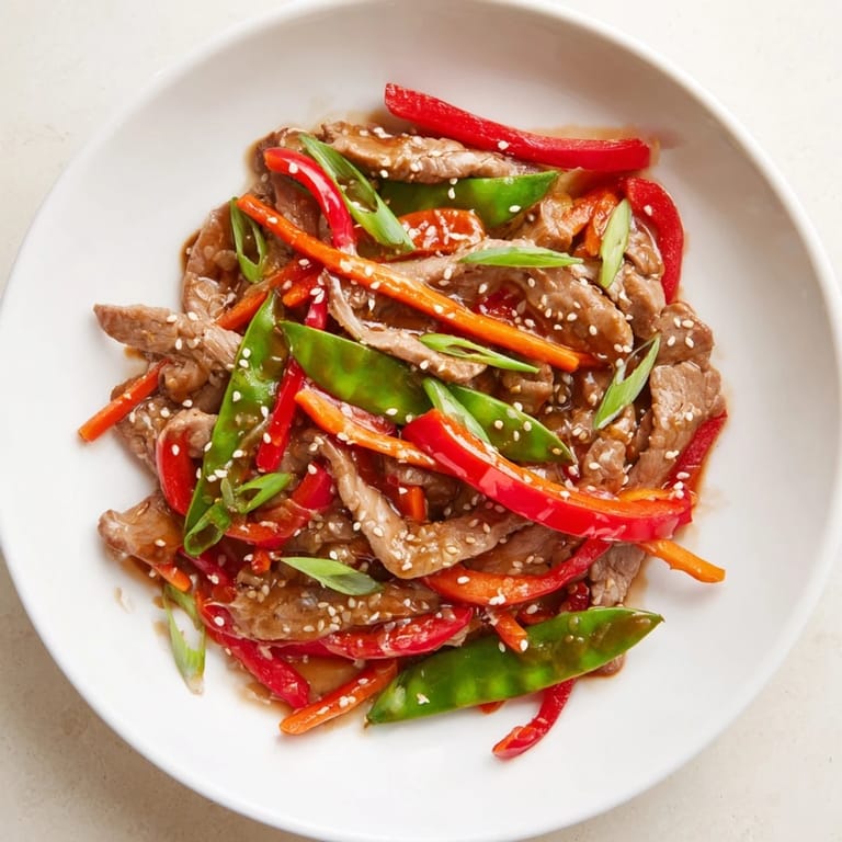 Enjoy the delicious aroma of this Sweet Teriyaki Pork Stir-Fry, a well-balanced plate with flavorful pork and veggies.