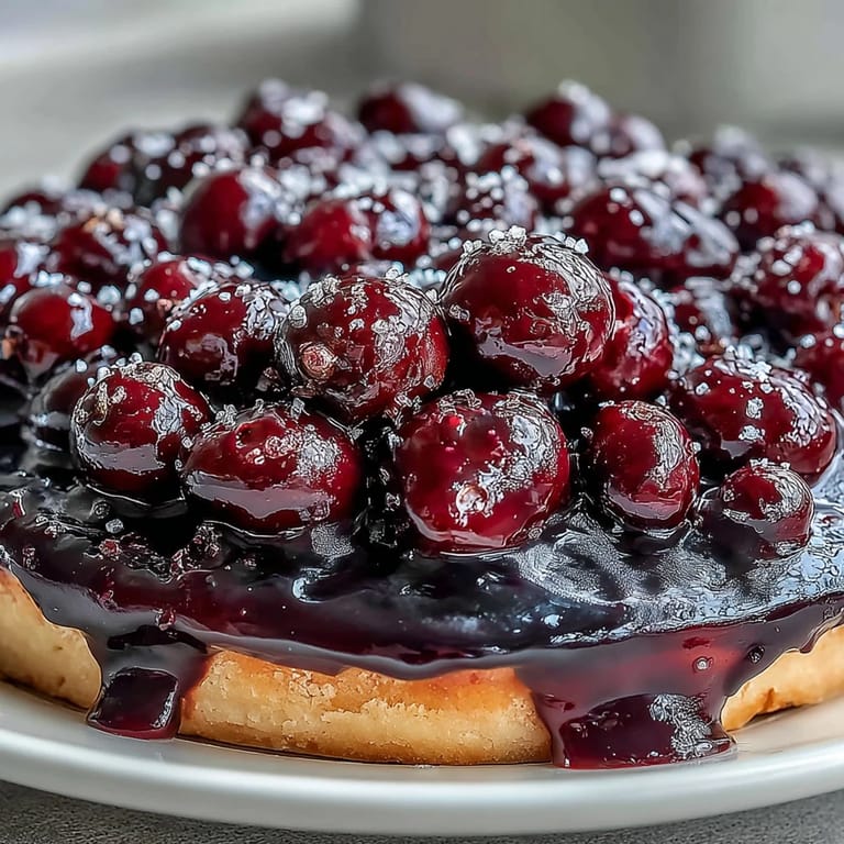 Sliced Black Currant Fruit Tart served on a ceramic plate with a dollop of whipped cream and mint garnish.