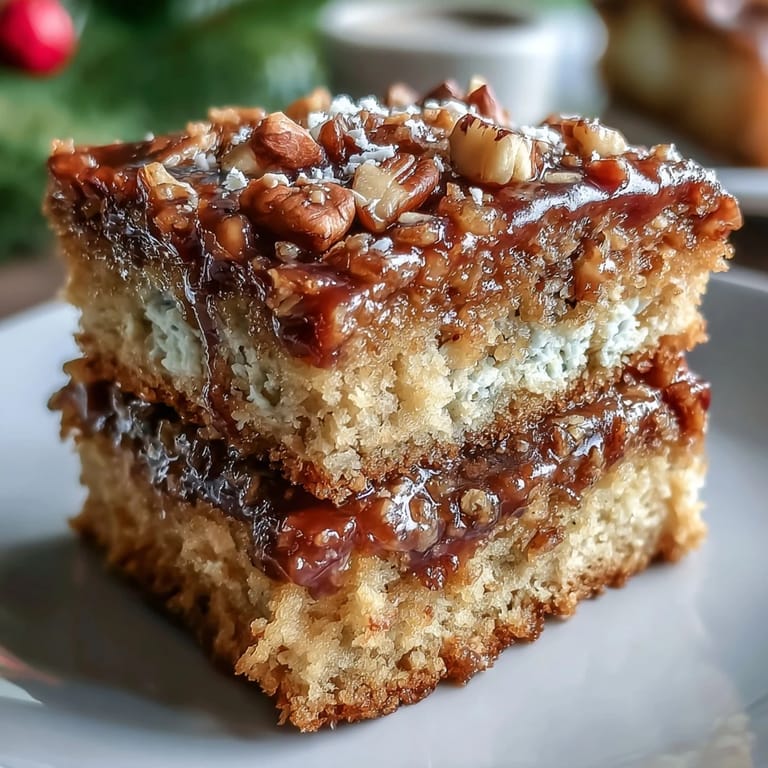 Decadent holiday dessert cake with crunchy toffee and nut topping on a festive platter.