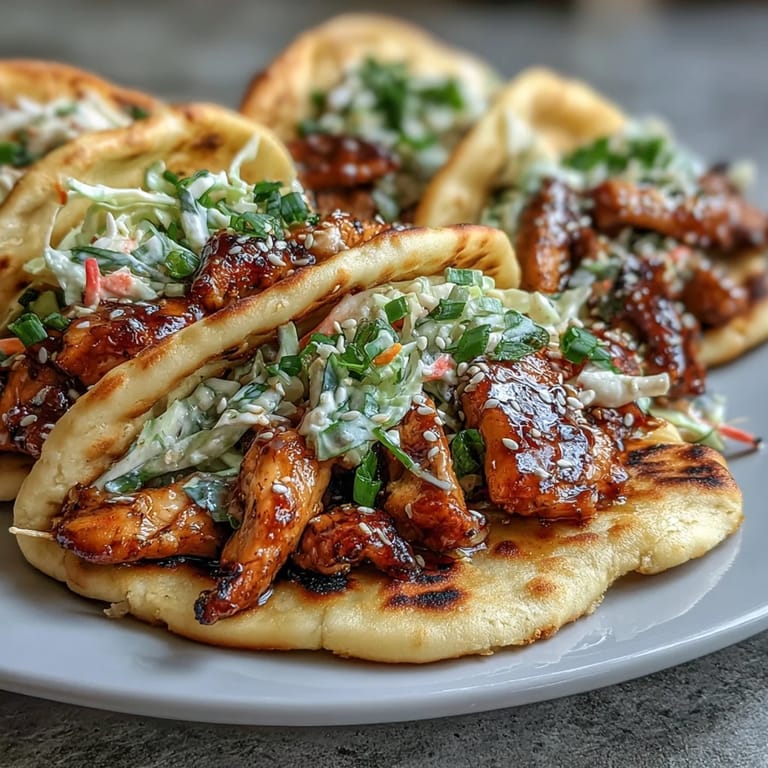 This Honey Garlic Naan Chicken Tacos recipe is served with lime wedges for a bright, zesty finishing touch.