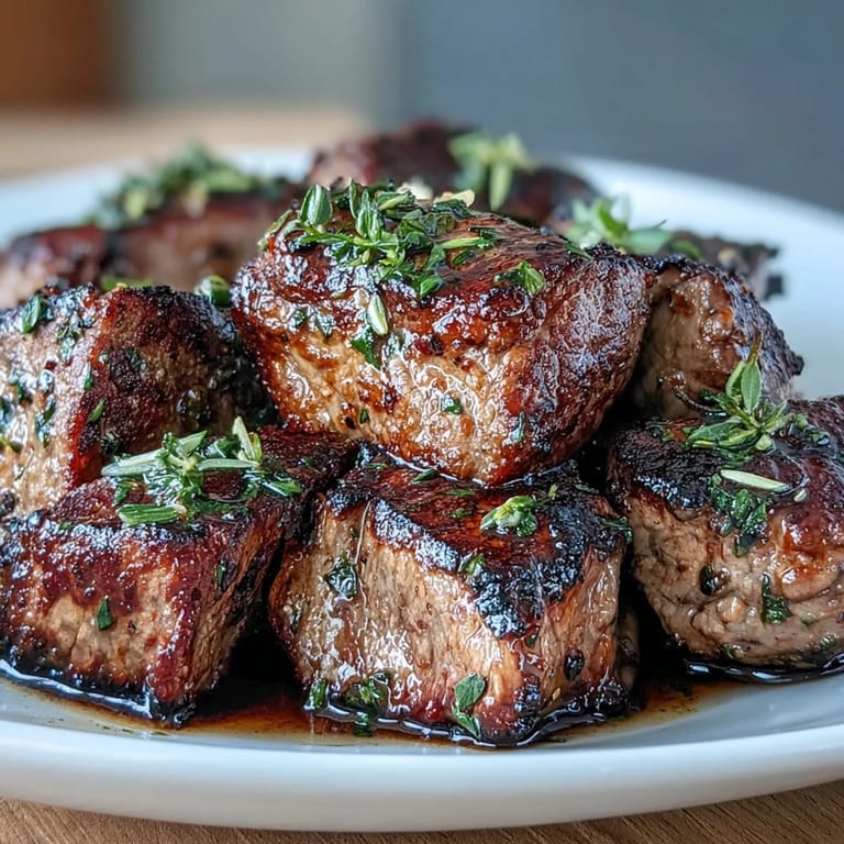 Wholesome bowl of garlic herb steak, roasted butternut squash, fluffy quinoa, and rich herb cream sauce for a cozy dinner.  