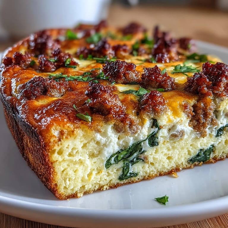 Hearty low-carb breakfast casserole with fluffy eggs, fresh spinach, and golden cheese topping.  