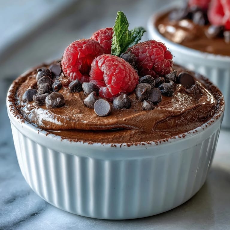 Velvety chocolate mousse with cottage cheese, chia seeds, and a drizzle of syrup for natural sweetness.