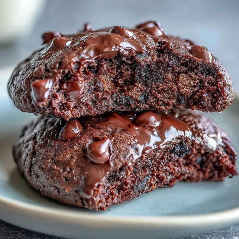 Soft and fudgy double chocolate cottage cheese protein cookies baked with wholesome oat flour and high-protein cottage cheese.  
