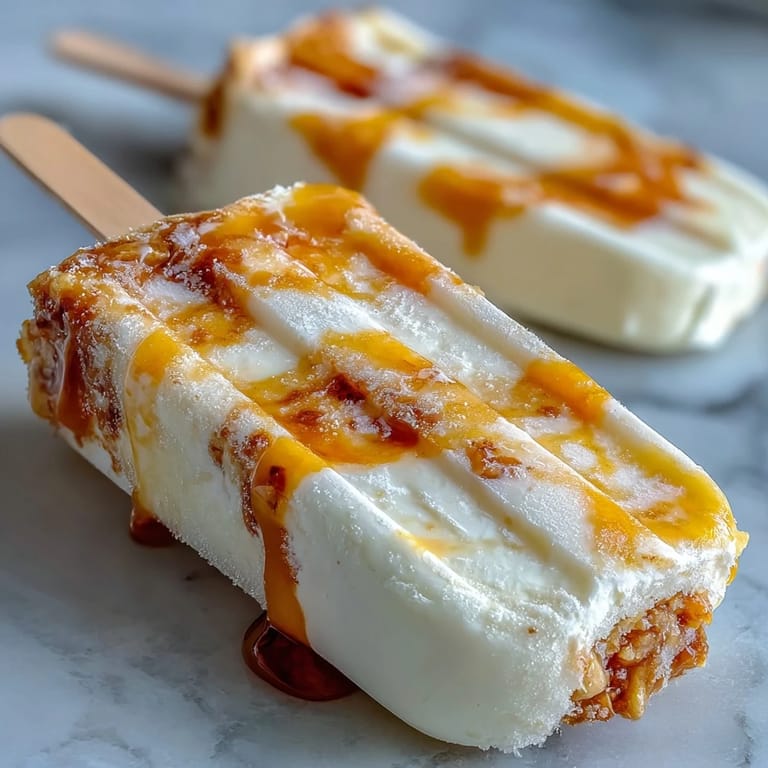 A close-up view of the mango yogurt popsicles showing the swirl pattern.