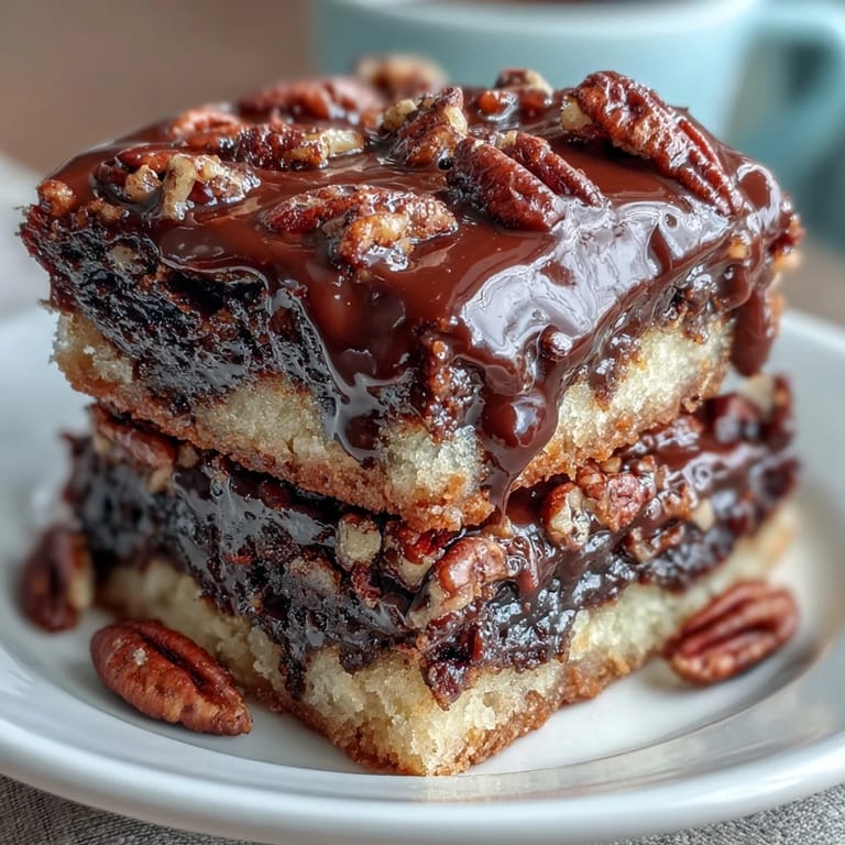 Southern-inspired chocolate pecan tart slice showing gooey filling and toasted pecans, ideal for dessert tables or holiday gatherings.