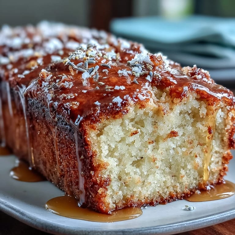 Beautifully baked Lemon Lavender Loaf Cake, ready for teatime.