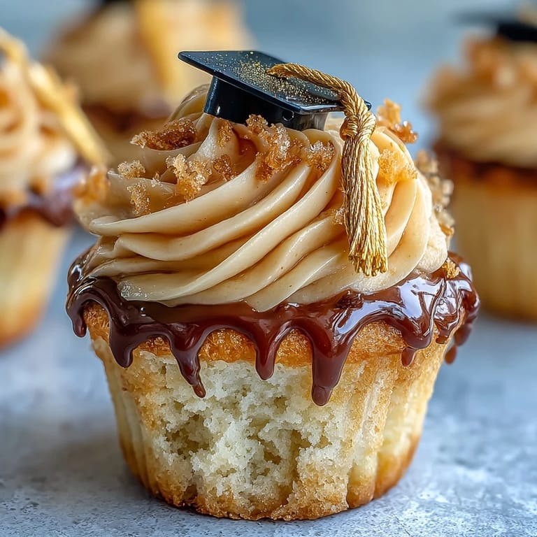 Deliciously decorated graduation cupcakes, ready for a celebratory dessert display.