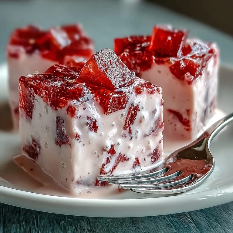 A light, jiggly Strawberry Rose Gelatin Mosaic Cake ready for a festive party.