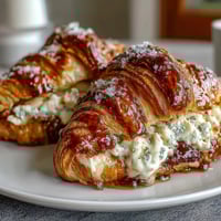 Buttery Croissant French Toast Casserole with Berries, a golden breakfast bake bursting with juicy mixed berries and flaky croissants.