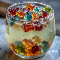 Gummy Bear Lemonade Jelly Cups showcase colorful gummy bears suspended in bright, zesty lemonade jelly.