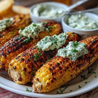 Memorial Day grilled corn with vibrant herbed butters, a smoky summer delight.